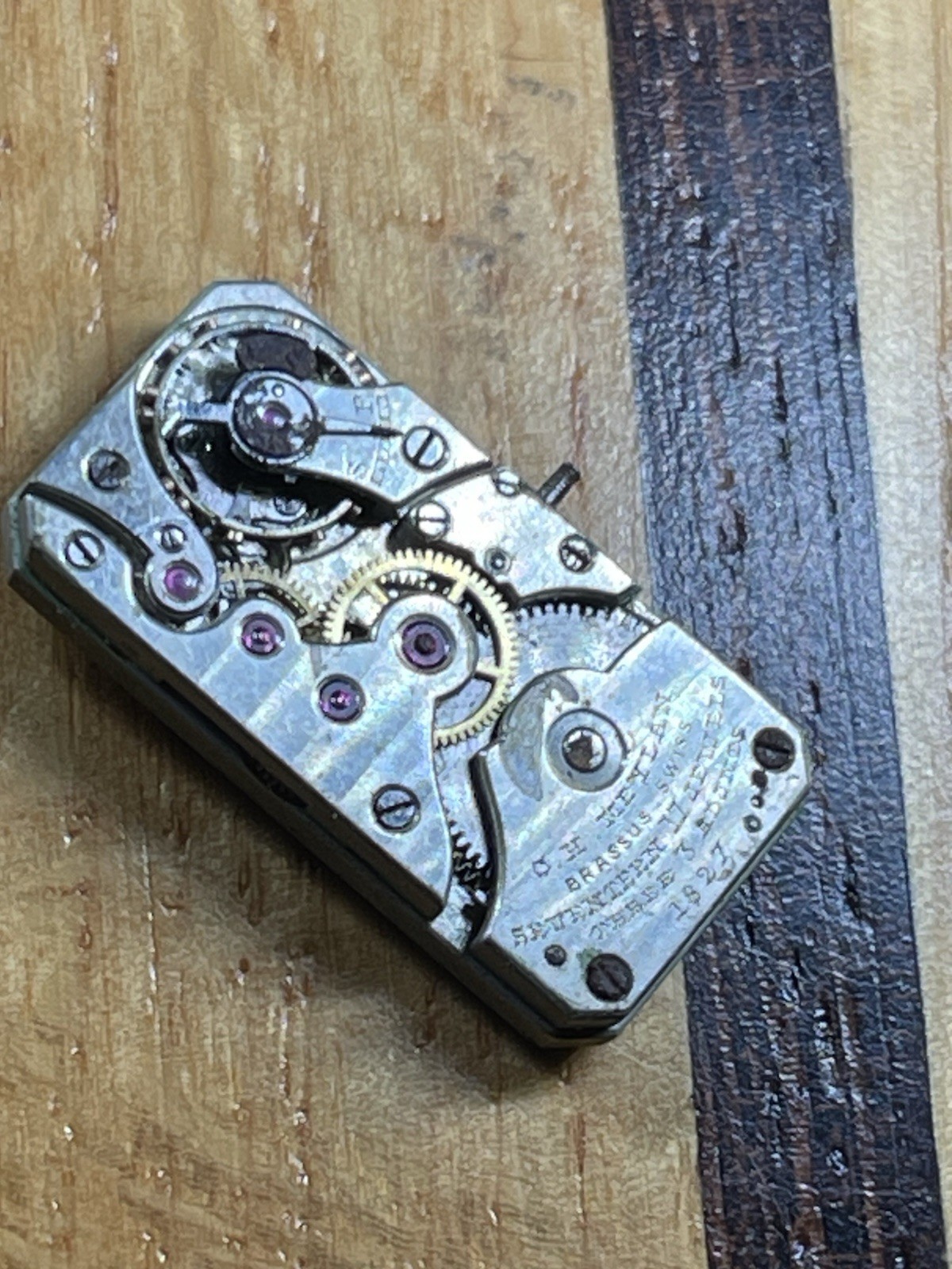 C.H. Meylan Brassus Swiss Watch Movement #1827 Rectangle Tank 17 jewels 3 Adj