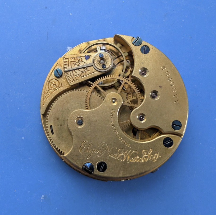 VINTAGE 6 SIZE ELGIN GRADE 118 HUNTING POCKET WATCH MOVEMENT RUNNING