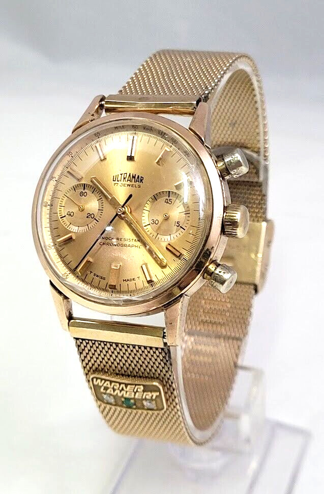 🔥🔥 Very.. Very Rare! & Vintage! ULTRAMAR – WARNER LAMBERT 10 K GF, Wristwatch!