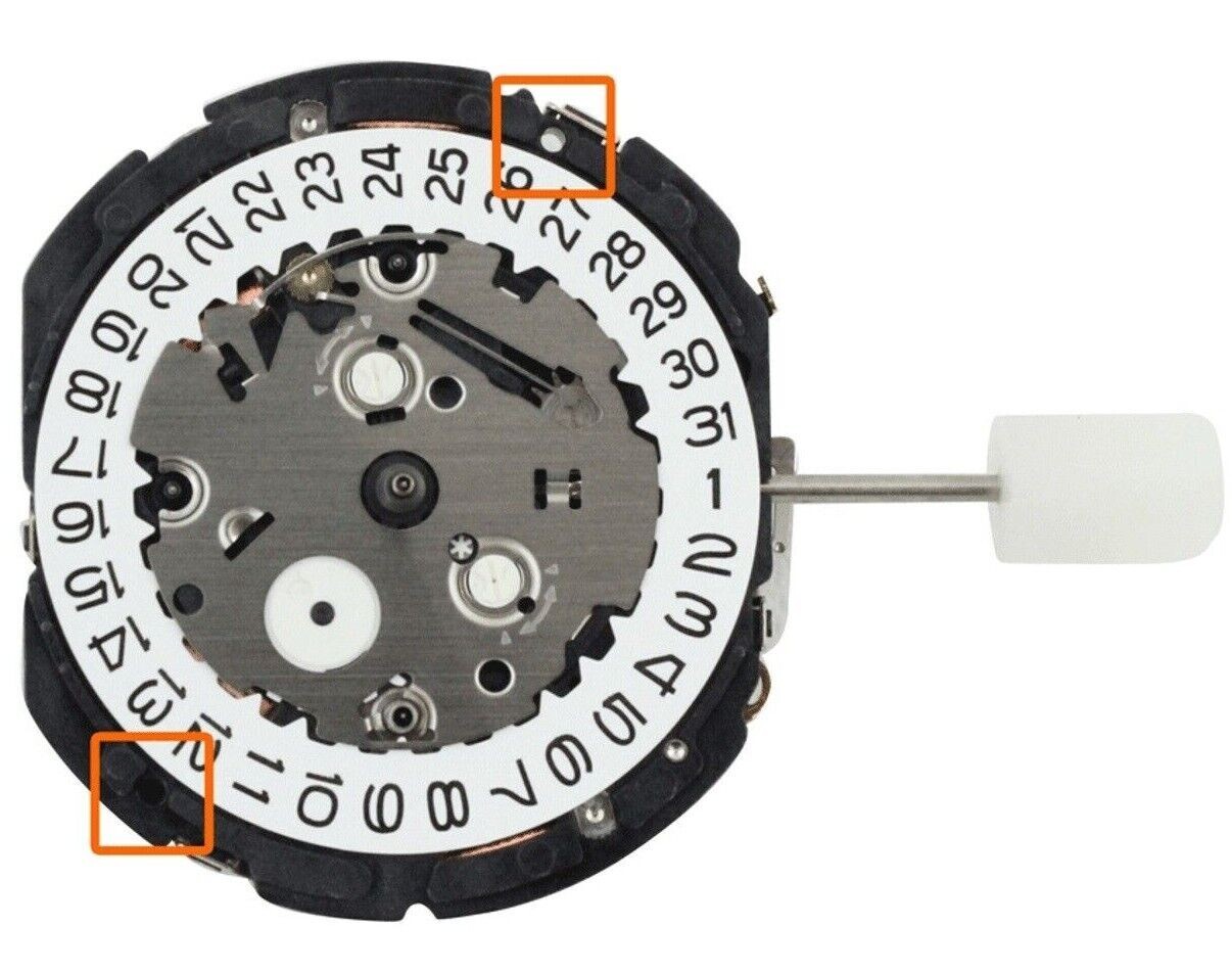 Seiko 7T62 / 7T62A Japan Made Quartz Watch Movement, 3 Hands Date at 3 Genuine