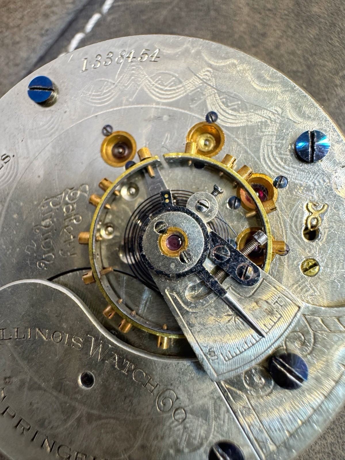 Antique Illinois Watch Company Springfield American Pocket Watch Movement Repair