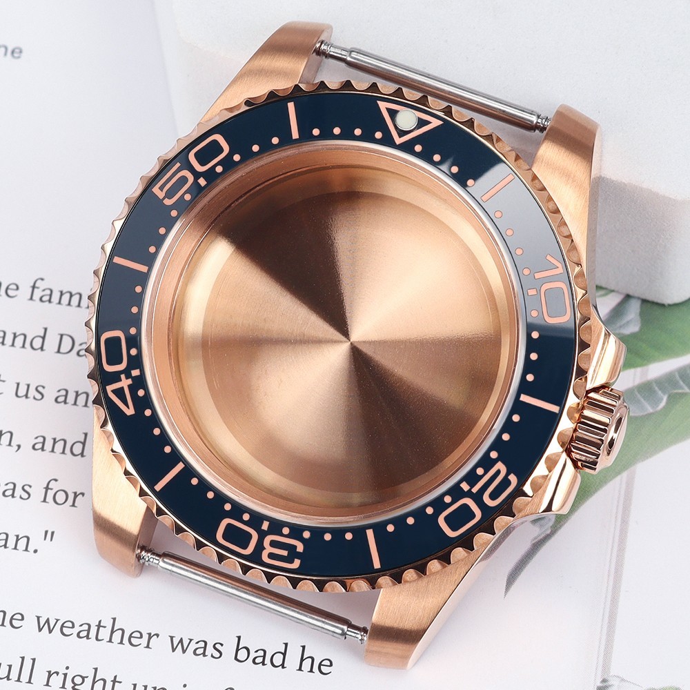 Sapphire 40mm Watch Case Rose Gold Yacht Bezel For Seiko NH35 ETA 2824 Movement