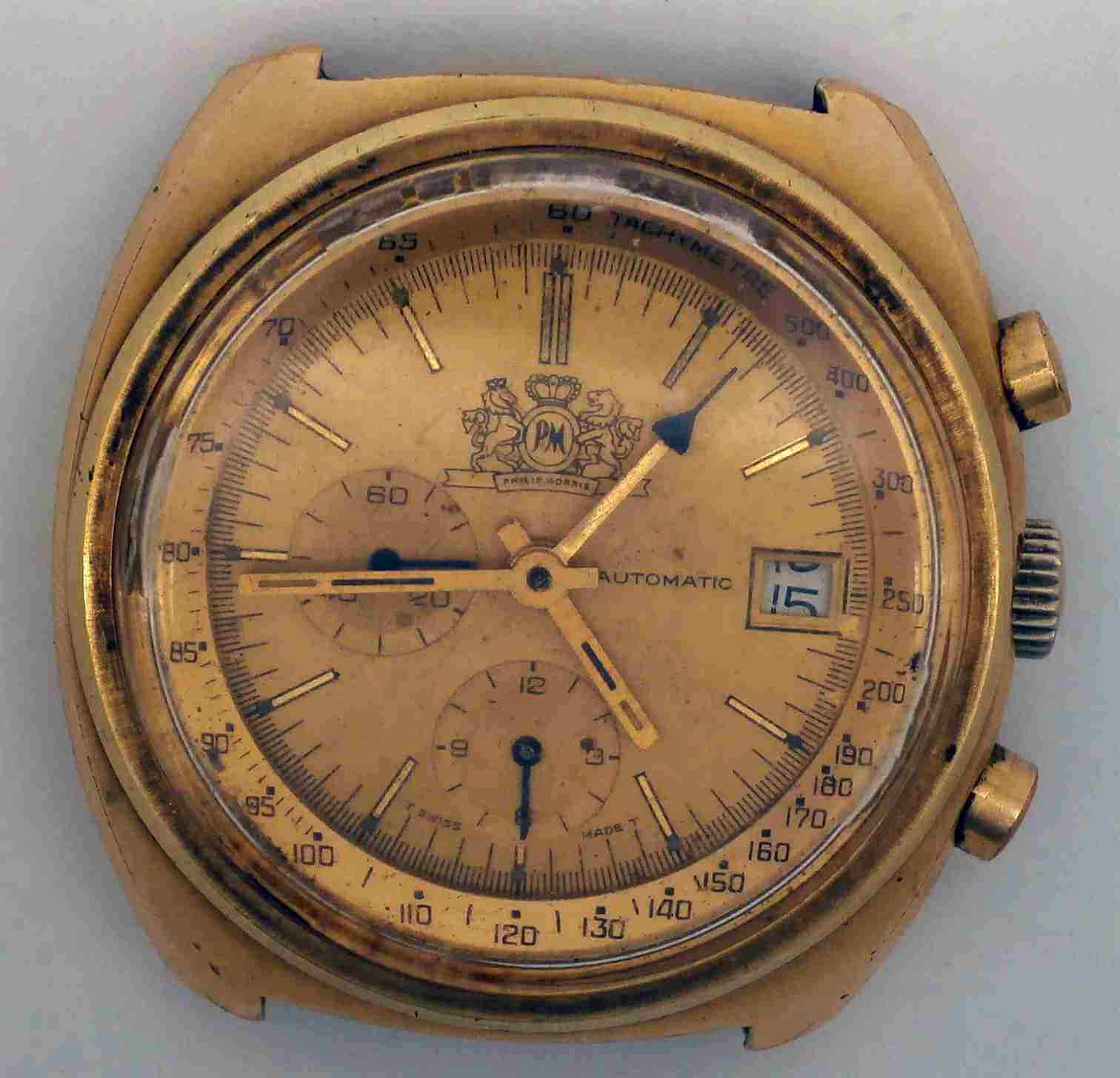 VTG PHILIP MORRIS Gold Plated Chrono. Ref: 9805. Cal: Lemania-1341. Service