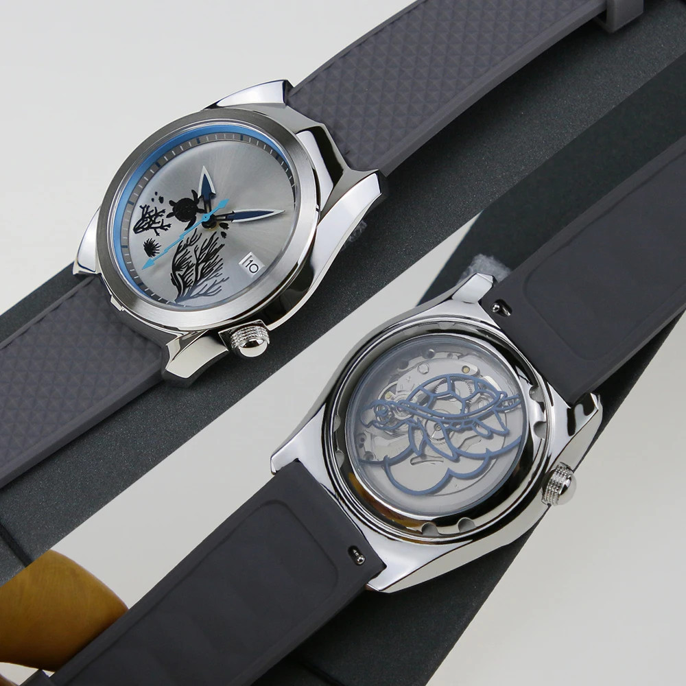 40mm Watch Case 316L Stainless Steel Sapphire Glass For NH34 NH35 NH36 Movement