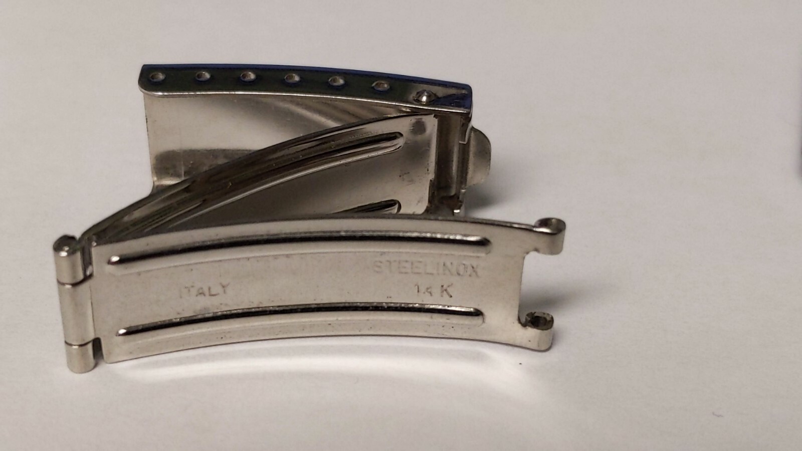 Unbranded WHITE/SILVER BUCKLE (Stainless Steel), approx 12mm at the widest point