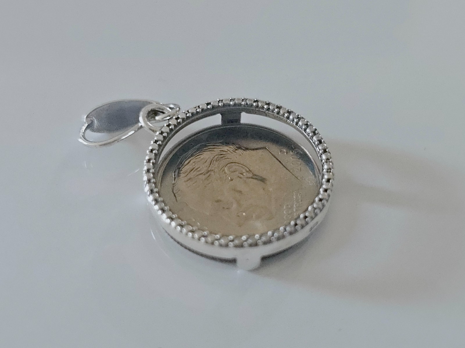 925 Sterling Silver Prong Back Illusion Edge Bezel for 18mm Dime 10 Cent Coins