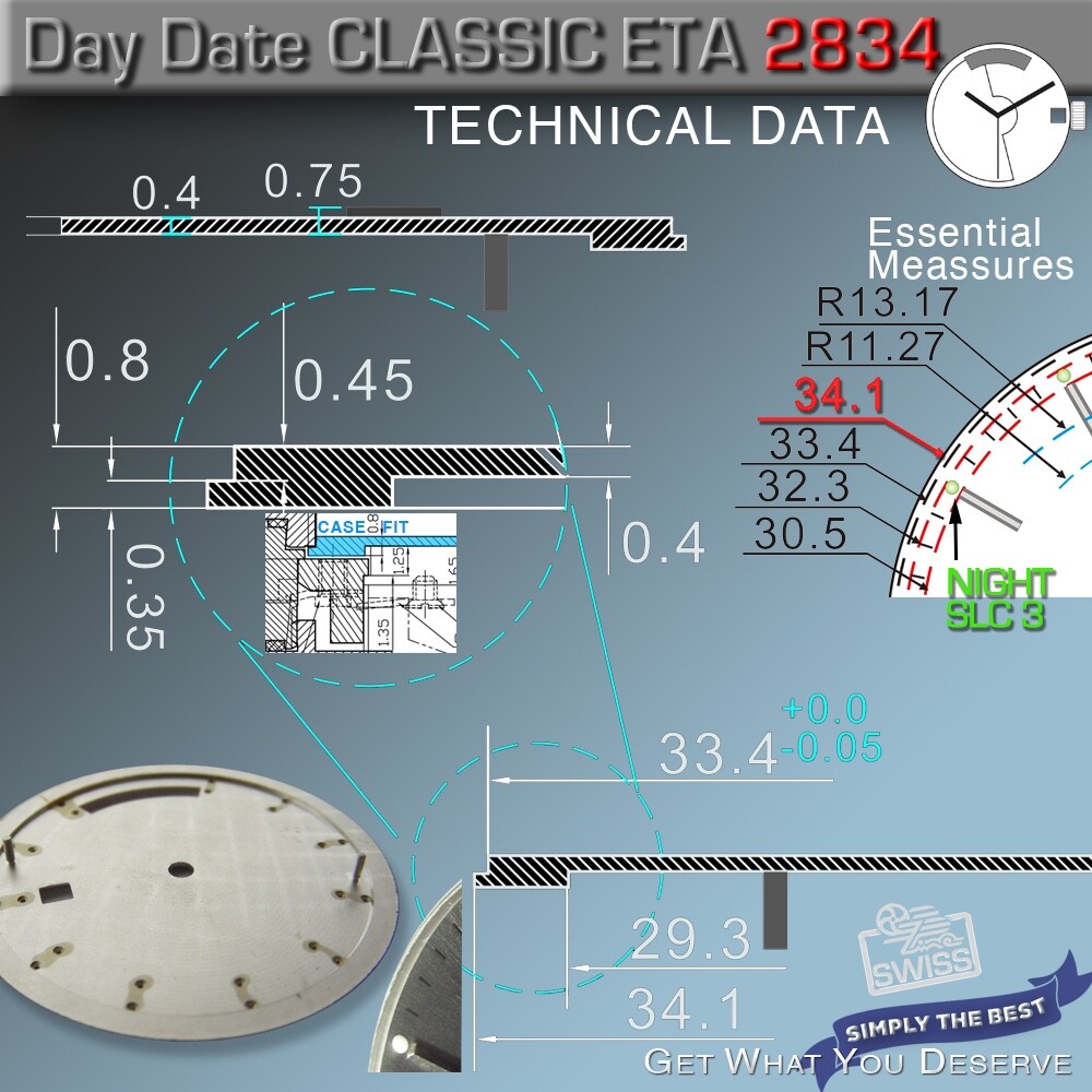 CLASSIC DIAL, FIT DAY/DATE MOVEMENT ETA 2834-1, Ø 34.1 MM – 6 COLORS, SUNBRUSH