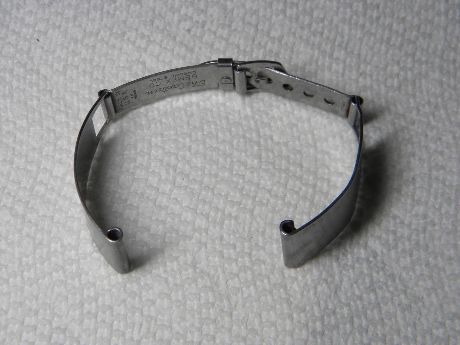 The Captain by Gemex Co Chrome Steel USA Made Watch Band Approx 15.5MM Lug Width