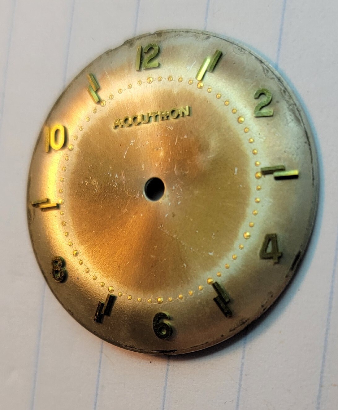 BULOVA ACCUTRON 214 Mens WATCH DIAL 1960s – 1970s Gold Tone Markers