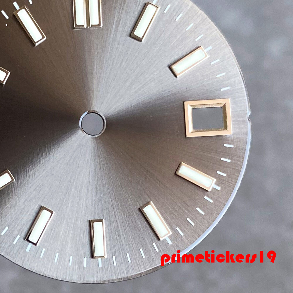 28.5mm Grey Sunburst Watch Dial Face Date Hands Set Lume Fit NH35 Automatic Movt