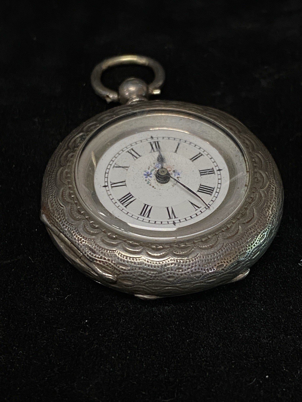 Antique Swiss 800 Silver Hallmarked Case Pocket Watch Porcelain Keys Parts JB10