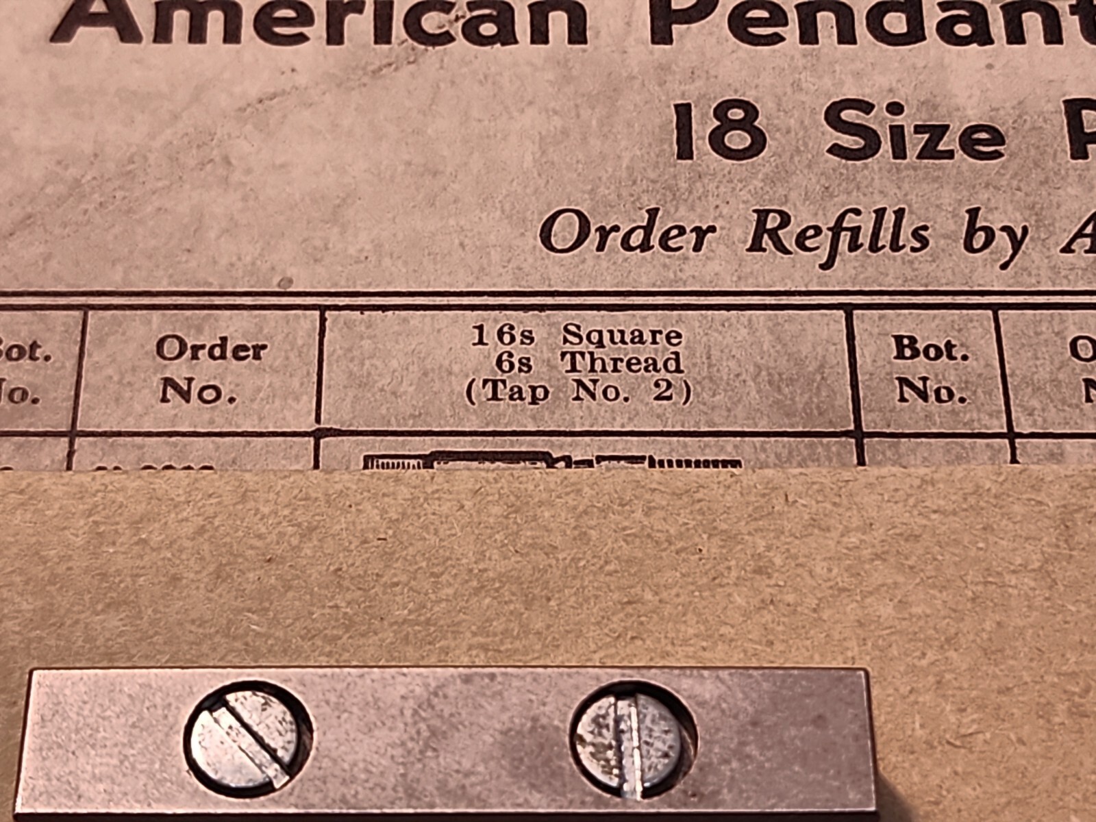 NOS American Pocket Watch Philadelphia OF Stem N-3396 16s Square 6s Thread Tap 2