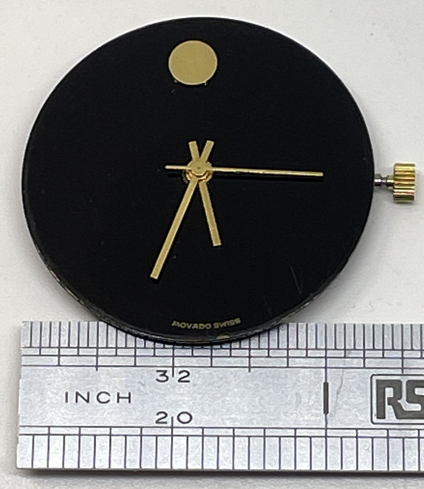 MOVADO QUARTZ WATCH MOVEMENT 7 Jewels Swiss Black Dial Does Not Run