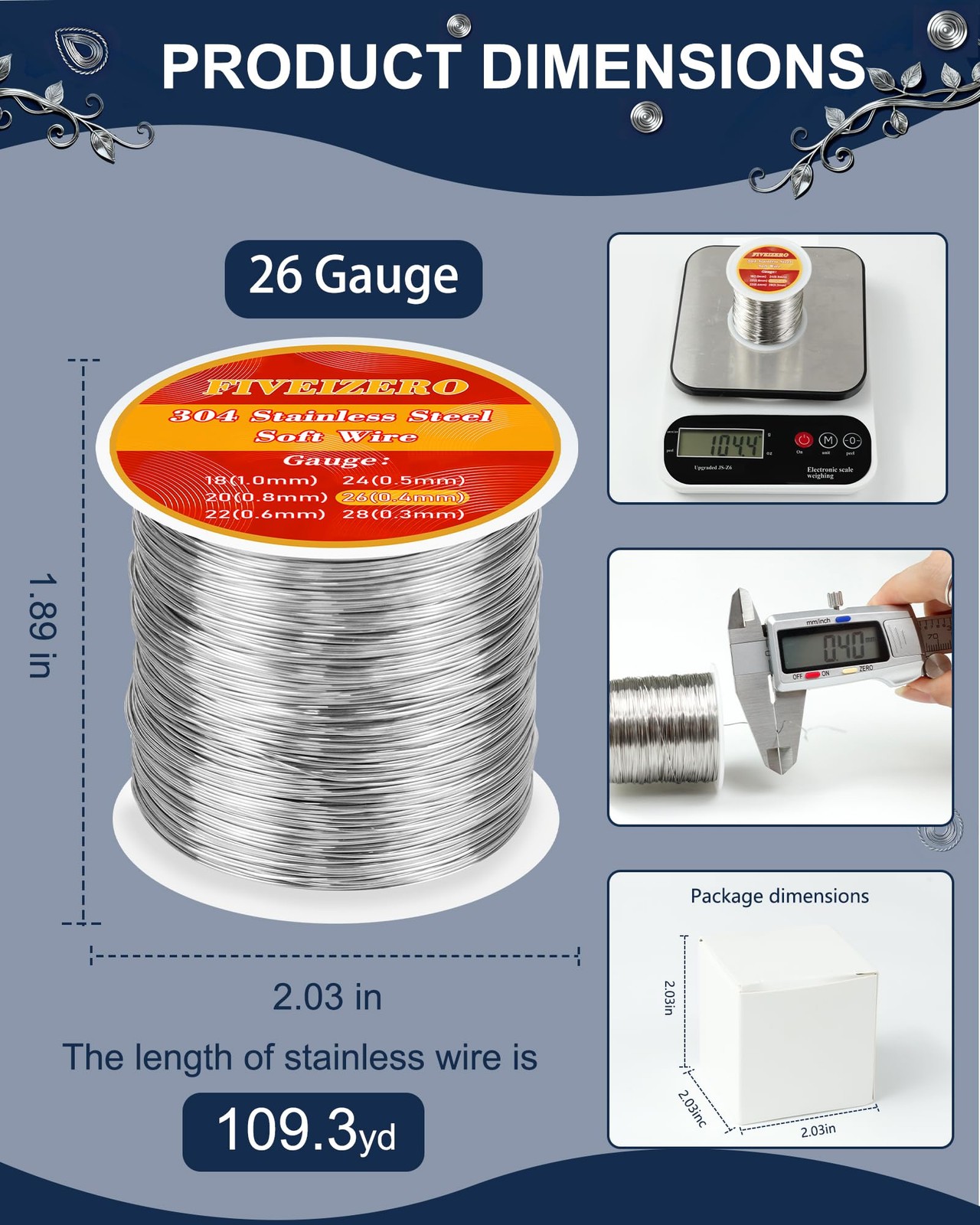 26 Gauge 304 Stainless Steel Wire for Jewelry Making,109yd Stainless Steel Je…
