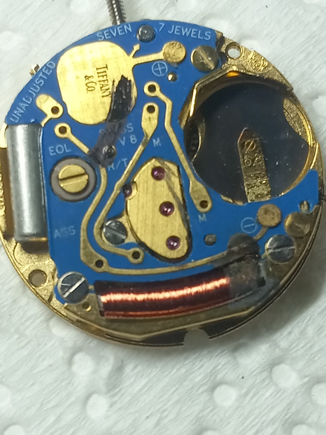 Tiffany & Co. Watch Movement 956112 Swiss Made With Stem For Parts / AS IS