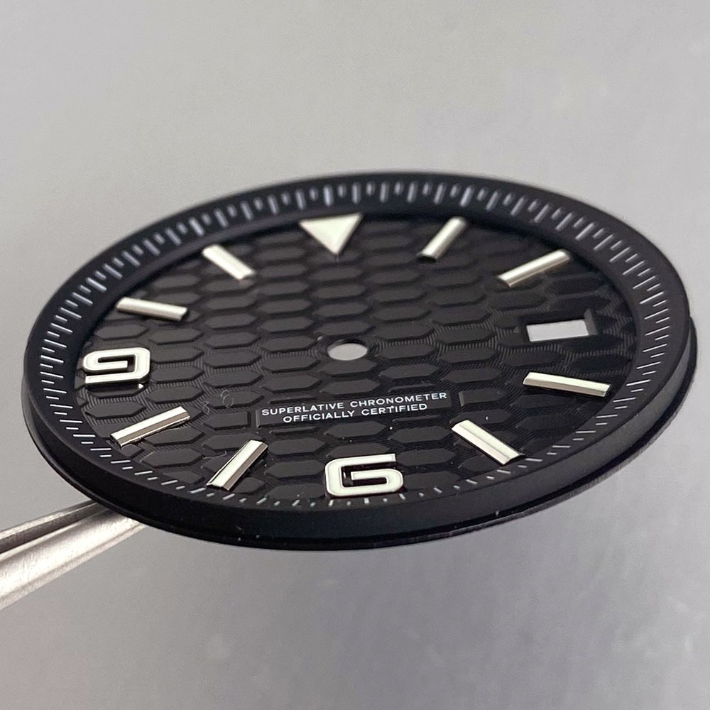 Silver Black Blue 34mm Honeycomb Watch Dial Set Chapter Ring fit NH35 Watch Part
