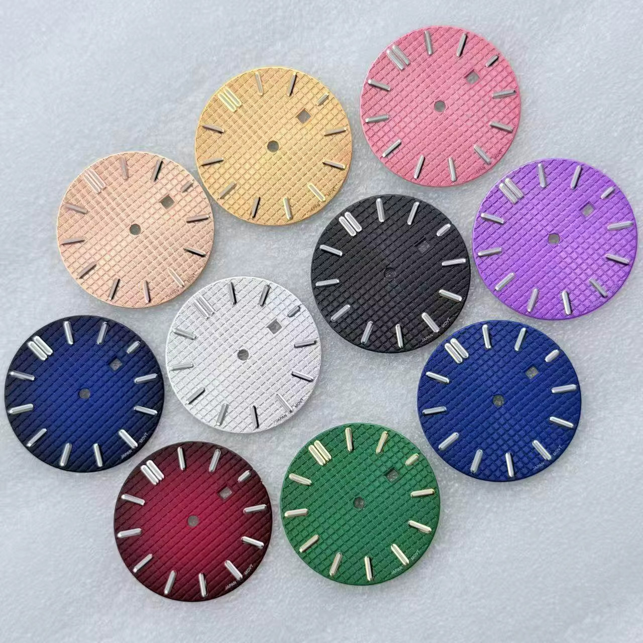 25.8Mm No Logo Waffle Texture Watch Dial Ladies Style Green Lume Modified for Se