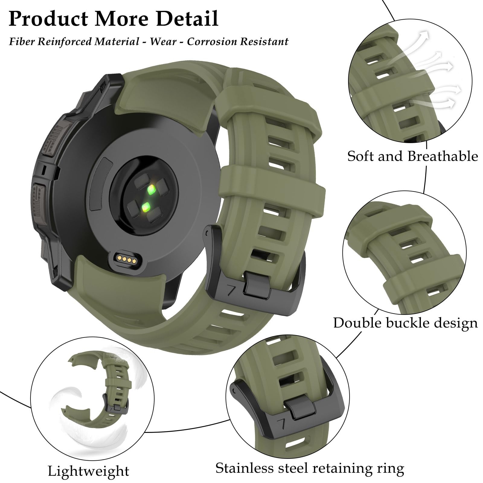 TopPerfekt Band Compatible with Garmin Instinct 3 45mm/50mm, Soft Silicone Re…