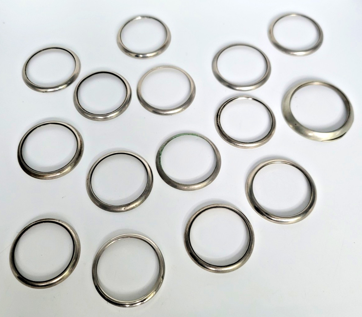 Vintage Pocket Watch Snap-On Bezels Lot of 15 Silver Tone 47-50mm OD Parts -SB4e