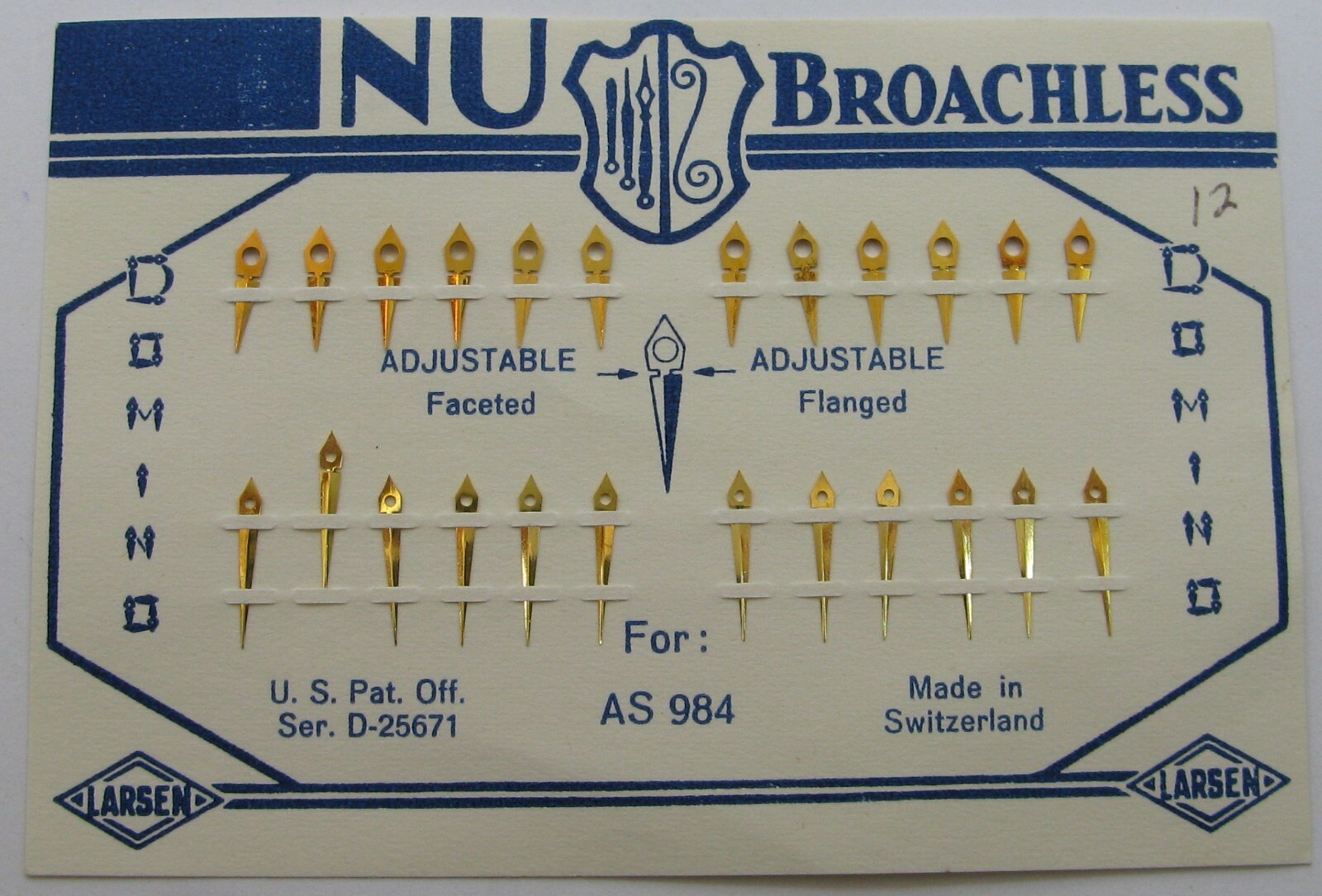 set of watch hand for AS 984 + … x1 set gold dauphine with notches …