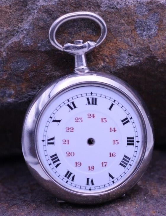 ARGENTAN LADIES SWISS POCKET WATCH CASE & DIAL 30mm DIAMETER NOS (EQ)