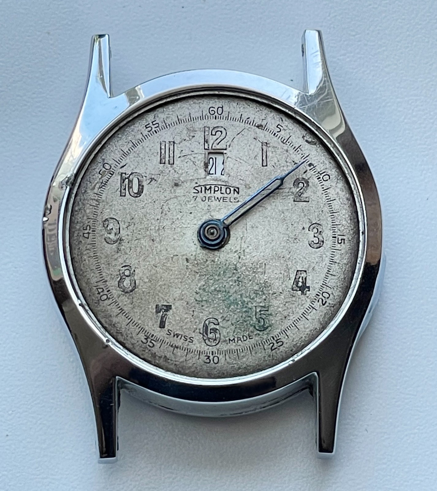Vintage Simplon Watch 7 Jewels Cesar Renfer Abrecht Swiss 32mm Caliper Parts