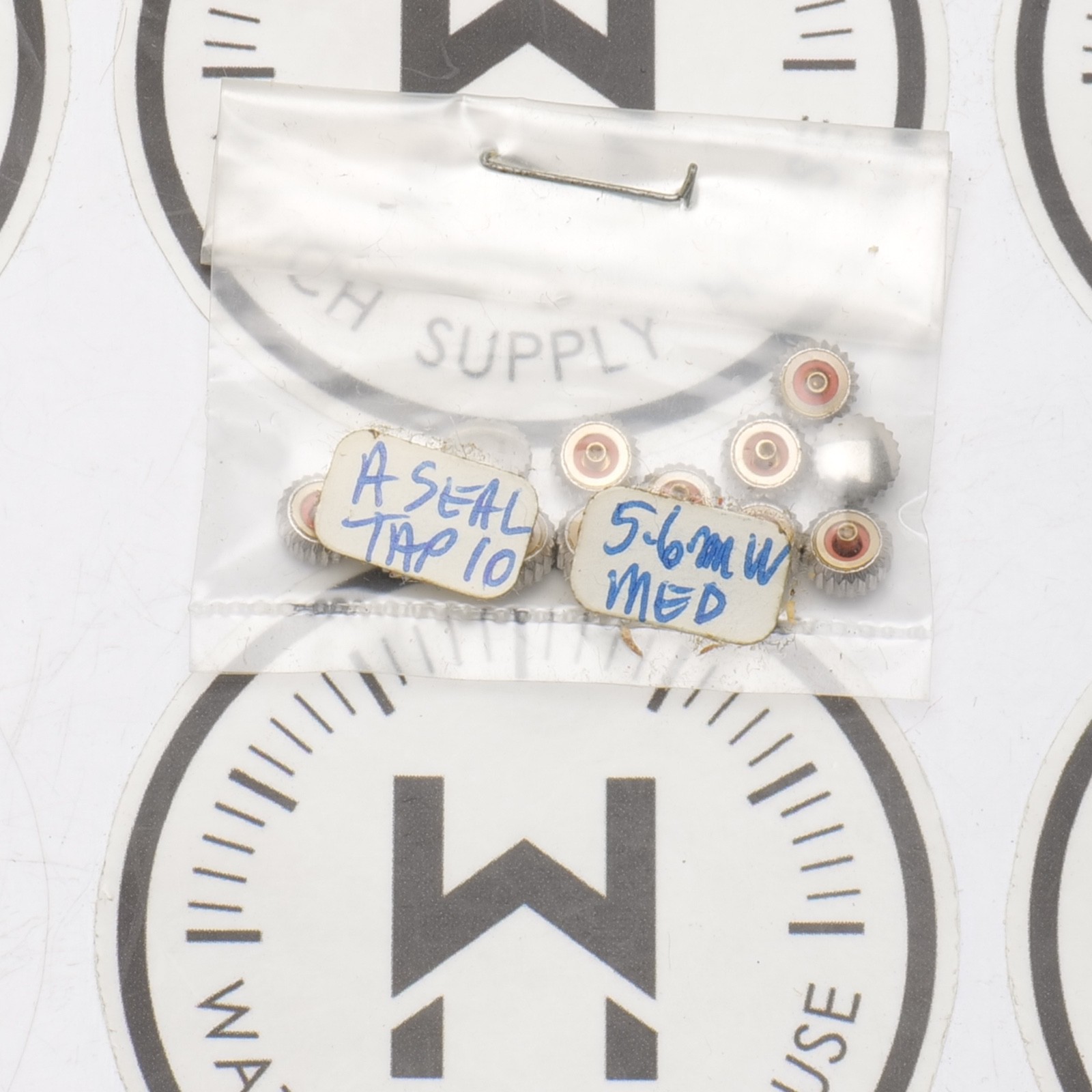 NOS Watch Crown Lot 12 SS Silver Tone 5.6mm Tap 10 Medium Post O Ring (G3D15)