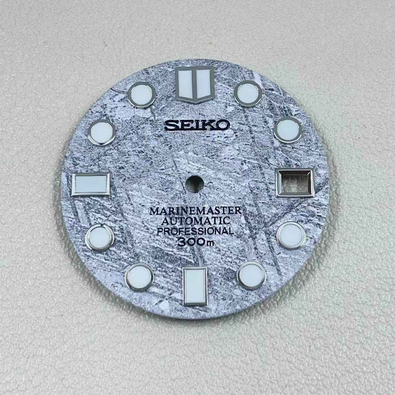 28.5mm Watch Dial Green Luminous For Seiko NH35 NH36 Movement Meteorite Pattern