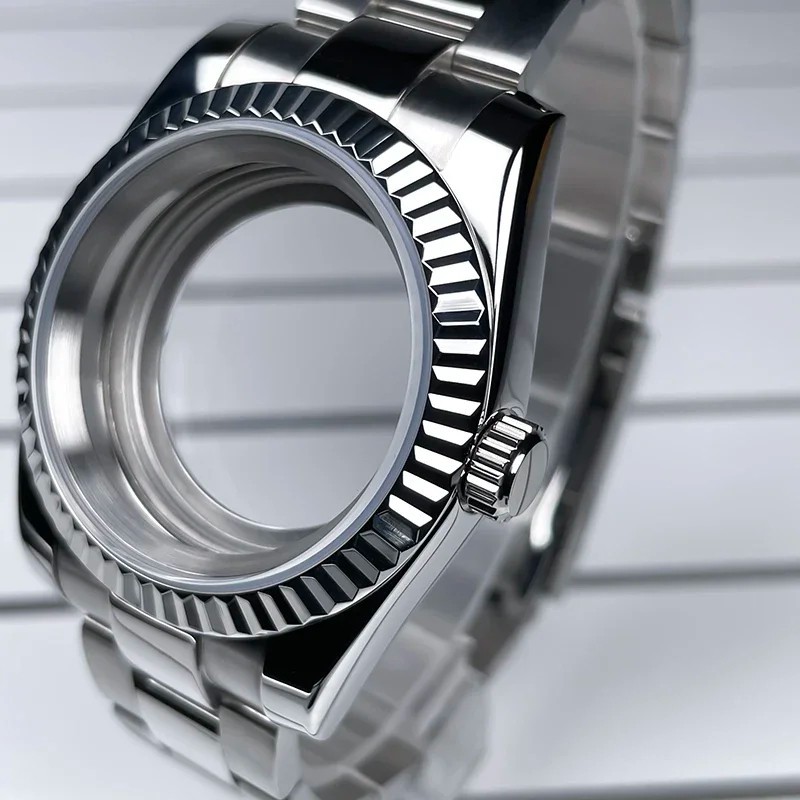 36mm 39mm NH35 Watch Case Fluted Bezel Sapphire Glass Fit NH35 NH36 Movement