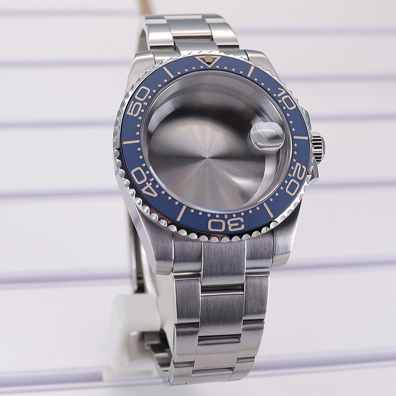 40mm Wire Drawing Watch Case Strap Sapphire Glass For Nh35 36 2824 8215 PT5000