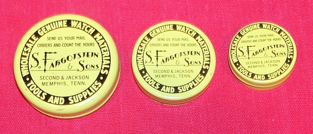 3 Vintage S Fargotstein & Sons Watch Parts Tins Tools Old Watchmaking Jewelers