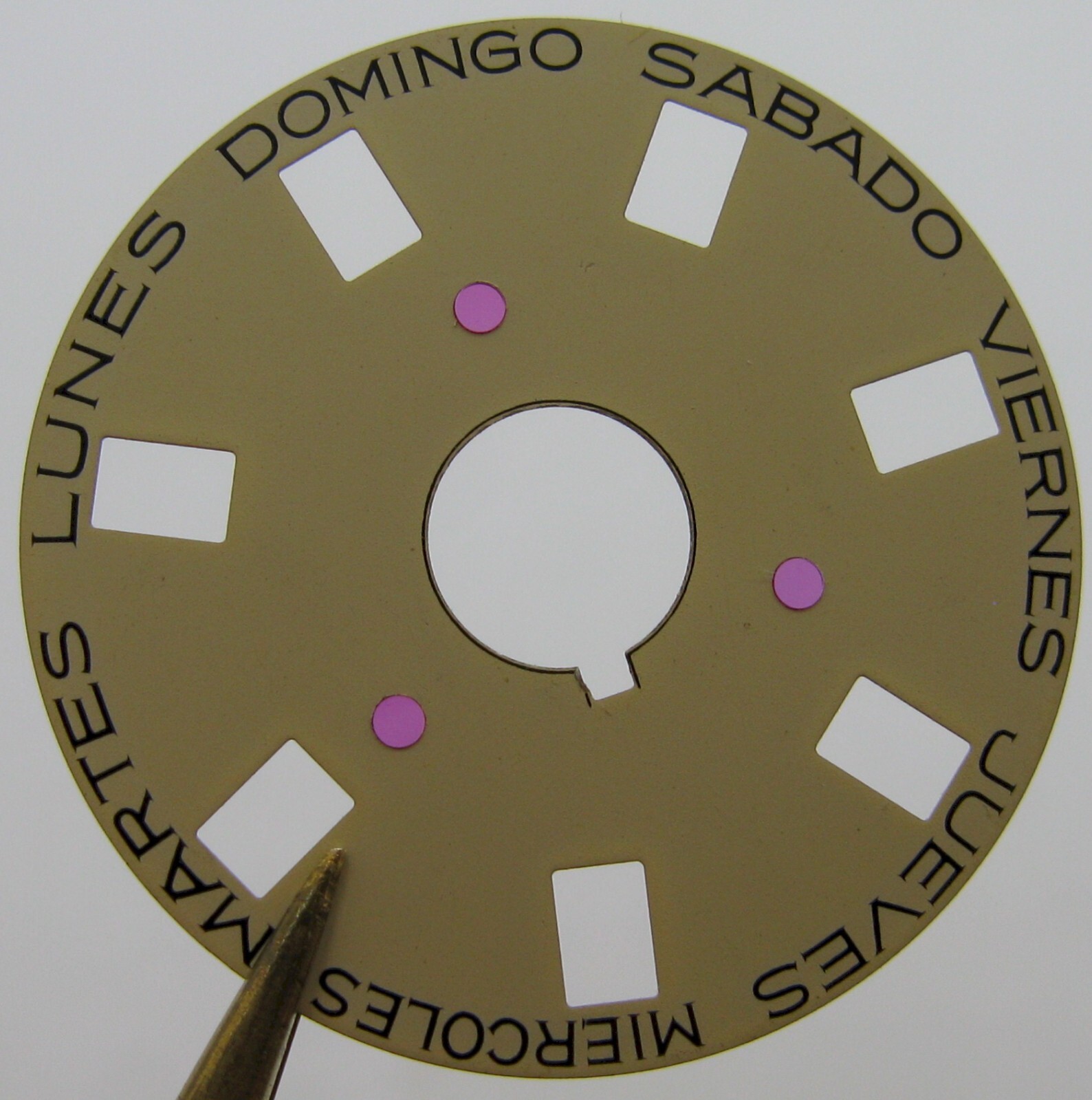 genuine Rolex watch 3055 part calendar day disc in Spanish 5135 champagne