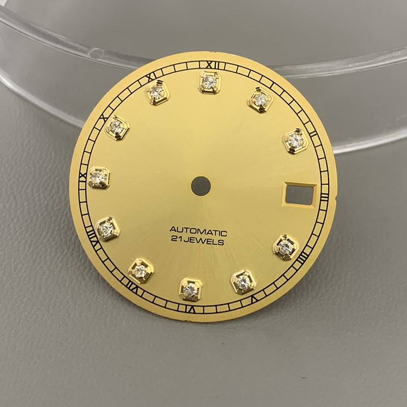 28.5mm No Logo Watch Dial Green Luminous For NH35 Movement Watch Parts