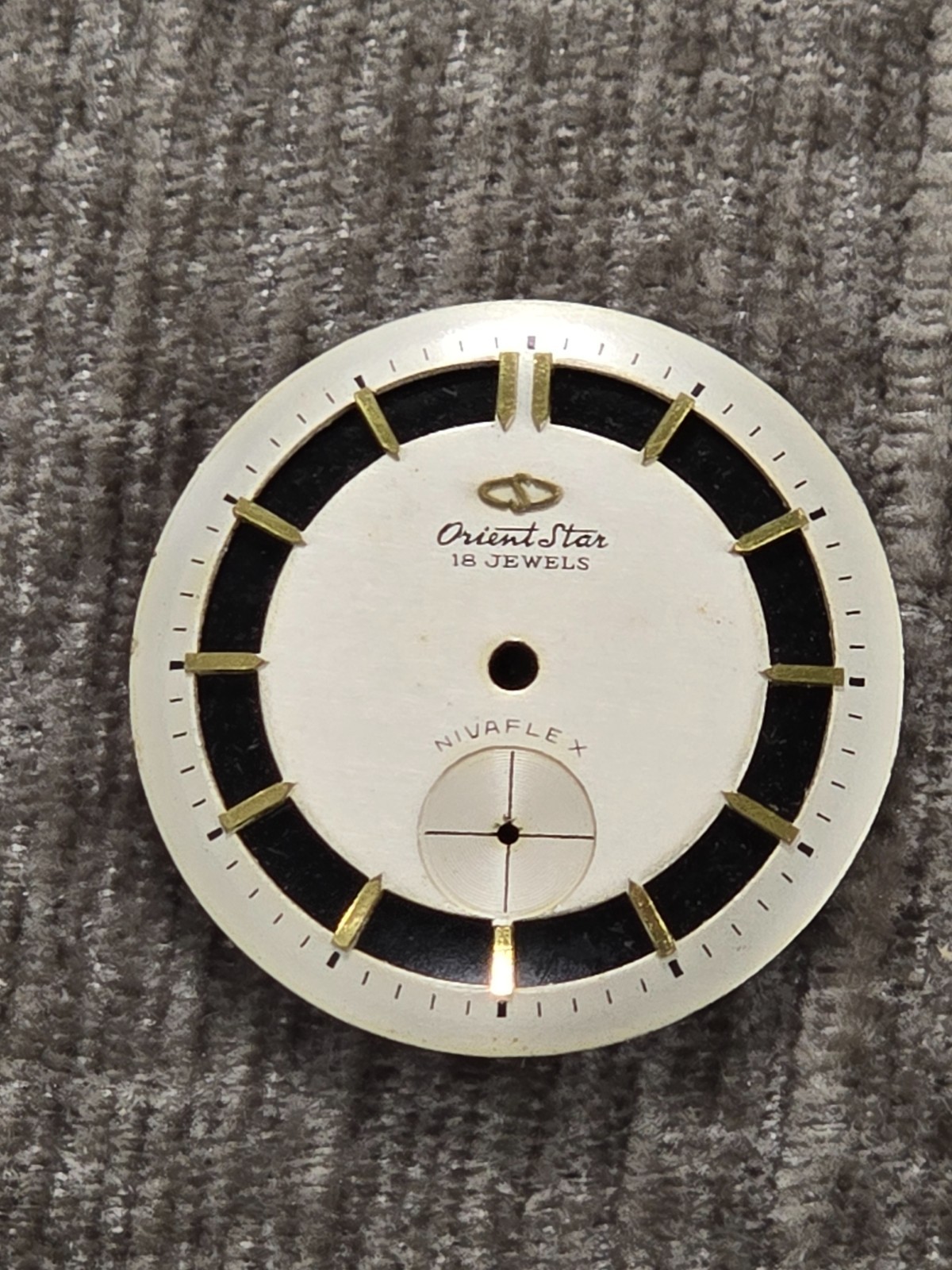 Orient Star Dial – New Old Stock 1960s – Silver – gold plated hour markers