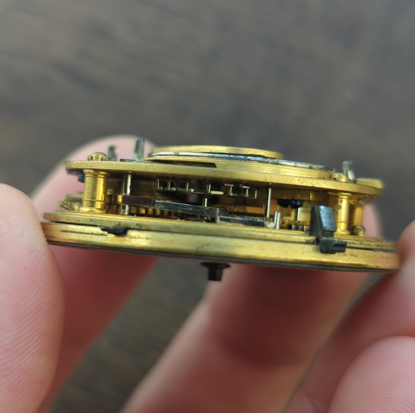 English Cylinder Pocket Watch Movement to Repair, Diamond Stone (AT45)