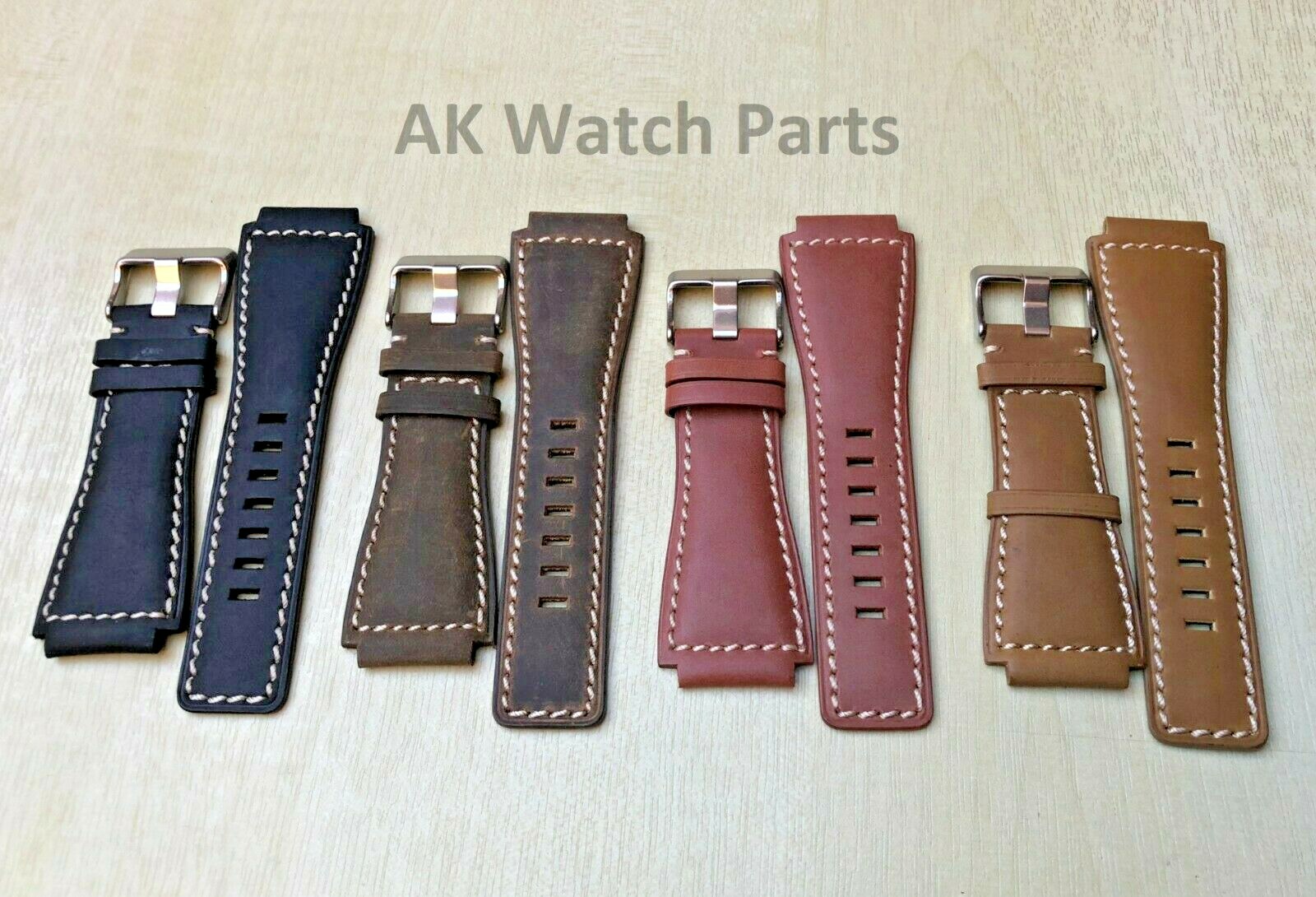 LEATHER Strap Fits BELL & ROSS BR-01 BR-03 spare replacement watch band