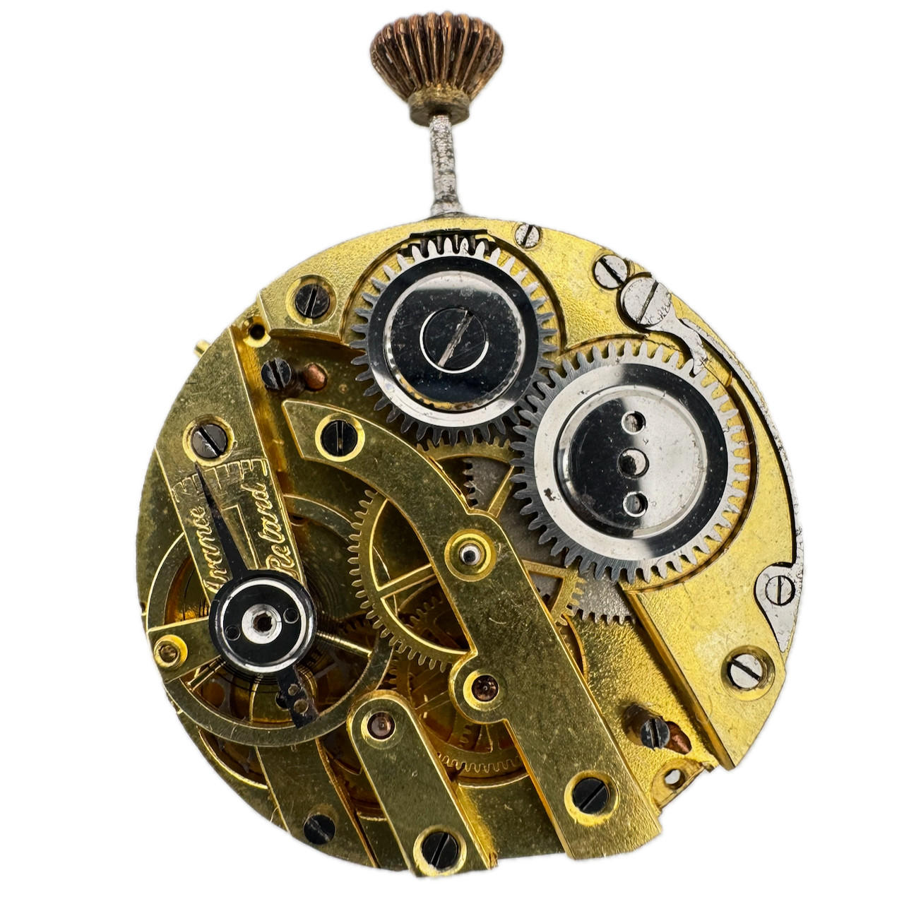 Antique 25.5mm Unbranded Gold Hands Mechanical Open Face Pocket Watch Movement