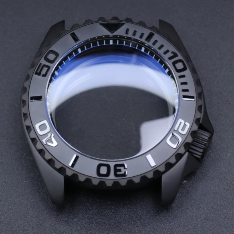 42mm Watch Case SKX007 Steel PVD Black Sapphire Crystal NH35 NH36 Mod 22mm