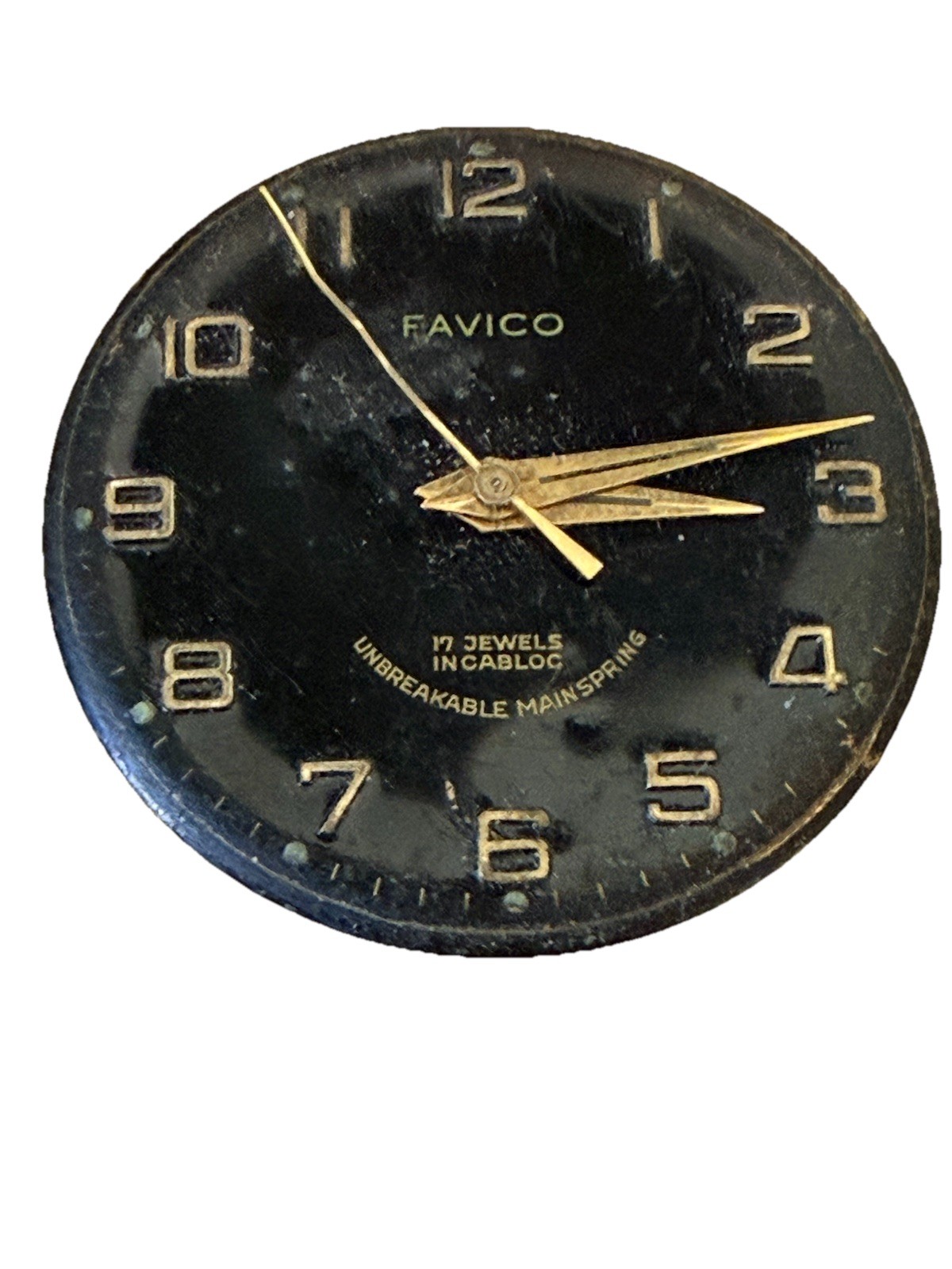 Vintage Favico 17 Jewels Incabloc ST1686 Watch Dial Movement Parts Not Running