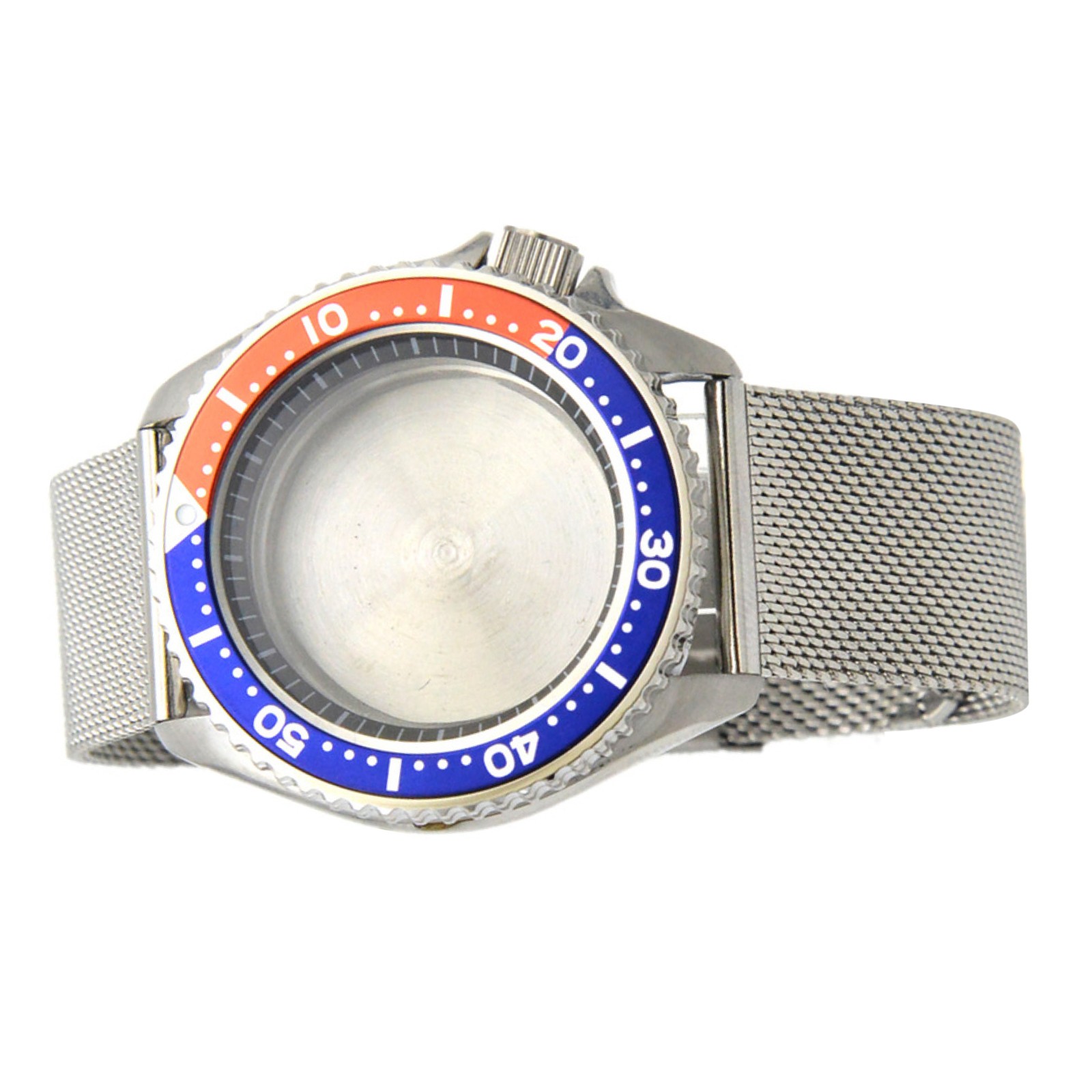 42mm Blue+Orange Steel Watch Case Bezel Strap Band Set For NH35 NH36 Movement