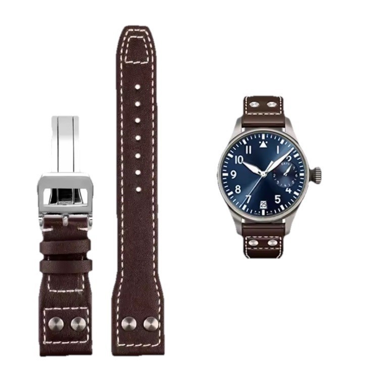 Genuine Leather Watch Strap 20mm 22mm For Big Pilot Portugieser With Buckle