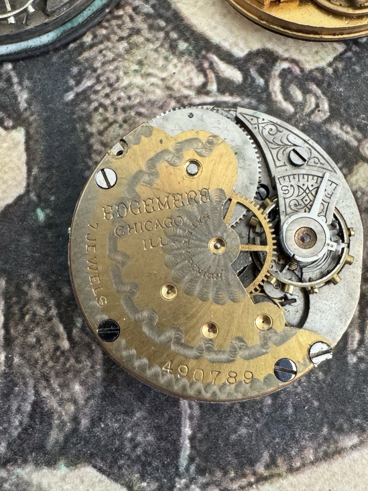 Lot Of 7 Antique Pocket Watch Movements With Porcelain Dials