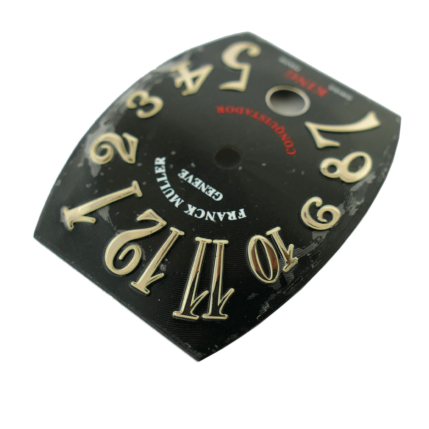 FRANCK MULLER CONQUISTADOR 28MM X 35MM BLACK DIAL WITH GOLD ARABIC NUMERALS