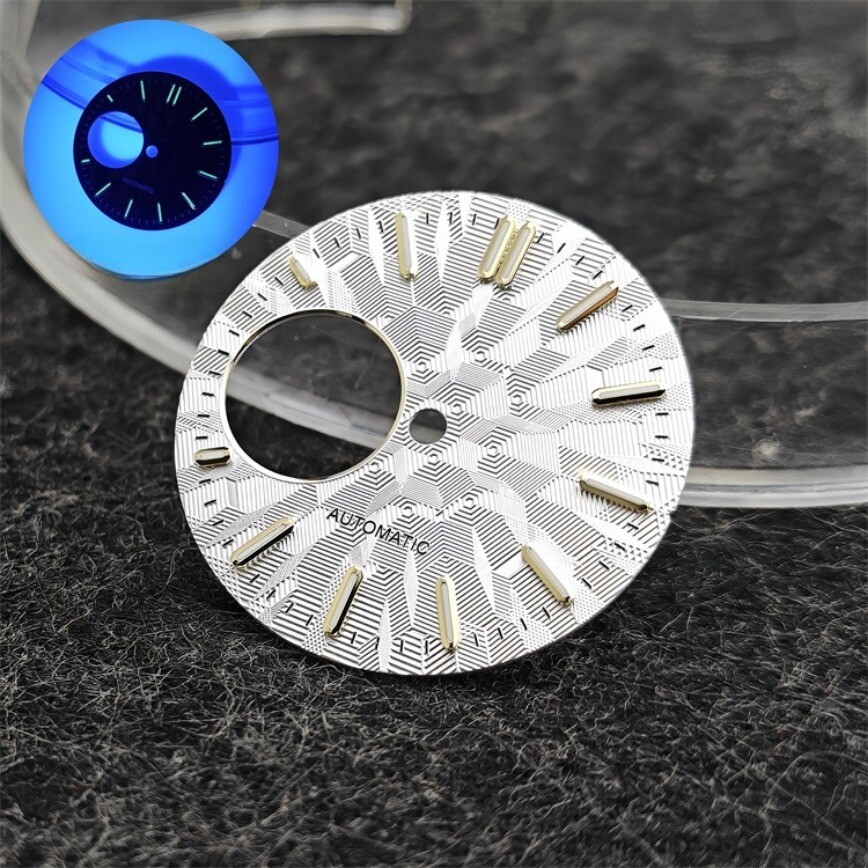 28.5mm NH38 Dial Skeletonized Dial Green Lume Fits NH34 NH38 Movement Nh34 Dial