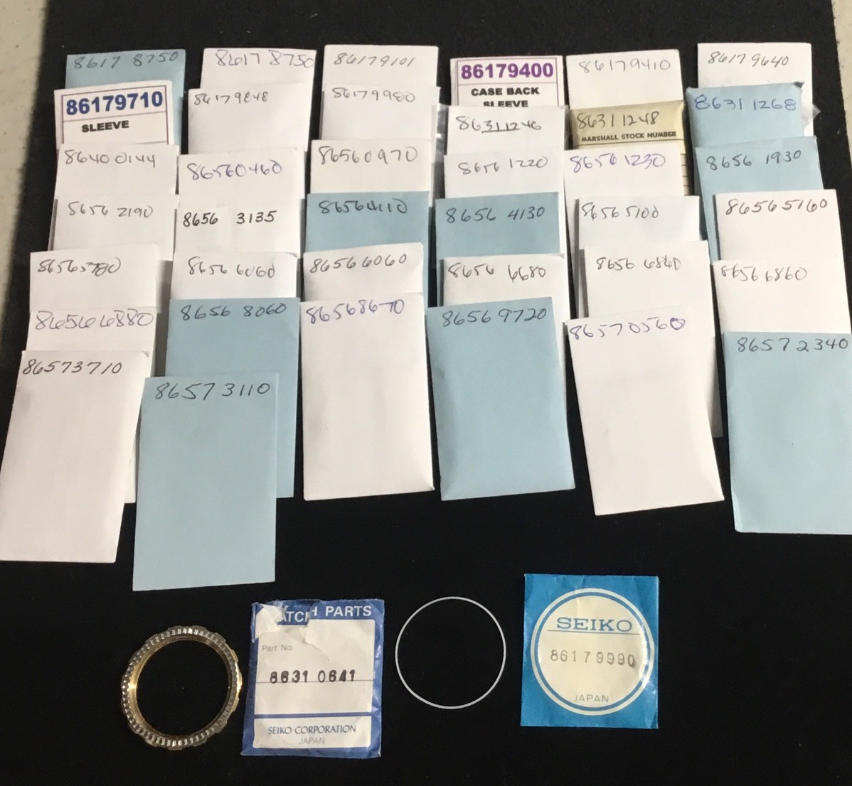 Vtg Original SEIKO Parts Lot (40) Part# 86178250 to 86570560 Incomplete Bezels
