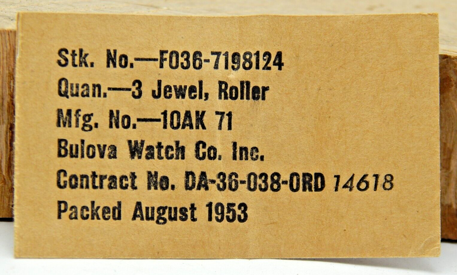 Military 1953 Bulova 10AK 71 qty3 Roller Jewel Stk # FO36-7198124 NOS watch part