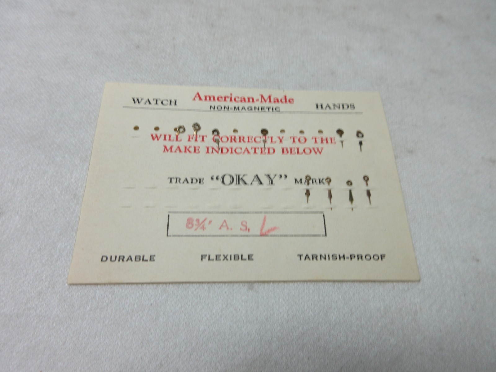 AMERICAN MADE WATCH HANDS 8 3/4 AS WATCHMAKER REPLACEMENT PARTS #251