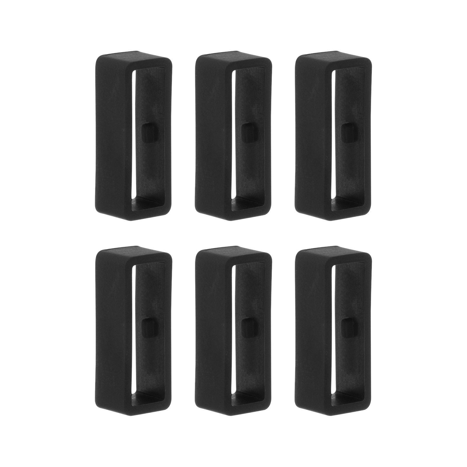 6pcs Watch Strap Loop Fastener Rings 22mm Rubber Watch Holder Keeper Black