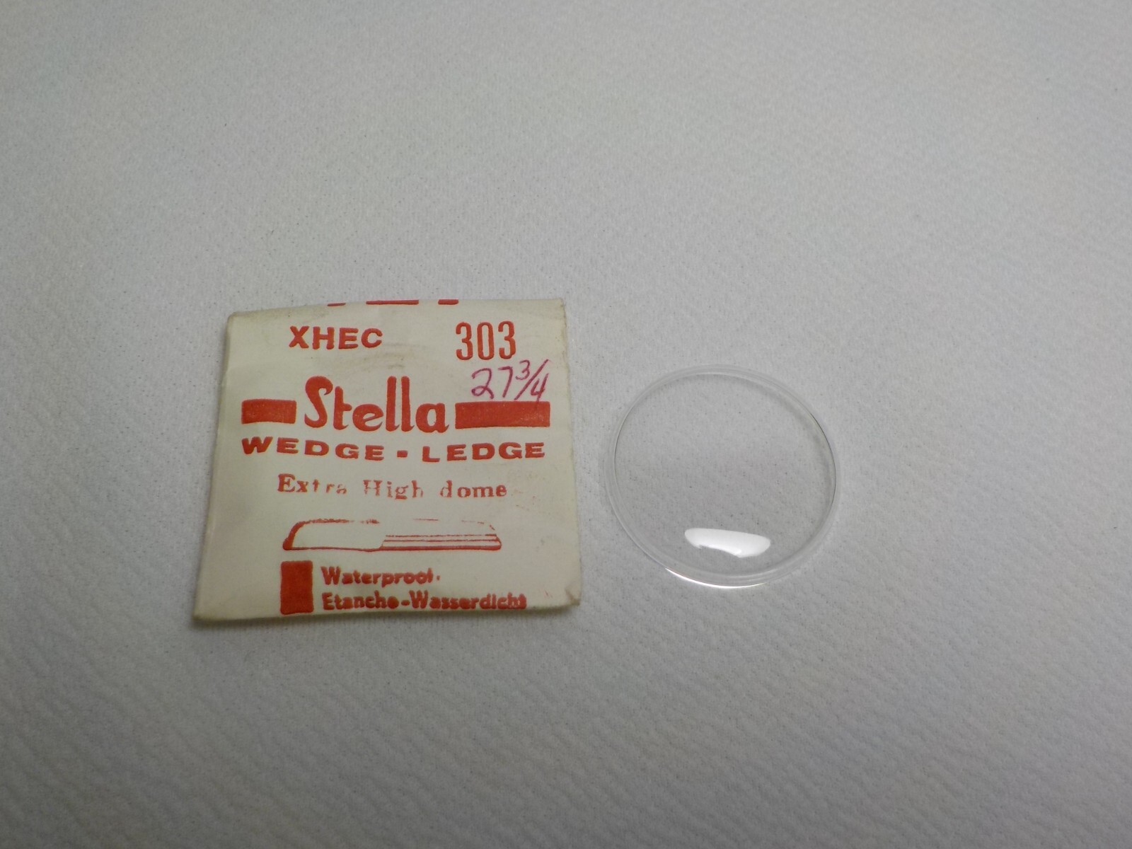 STELLA WEDGE LEDGE EXTRA HIGH DOME WATCH CRYSTAL 303 REPLACEMENT 27 3/4 XHEC