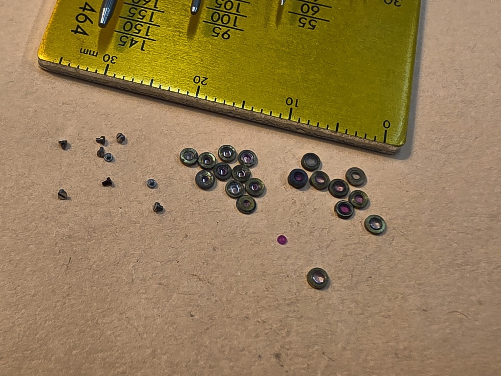Lot Of NOS Elgin Mixed 0s-3/0, & 4/0 Pocket Watch Hole & Cap Jewels, Screws